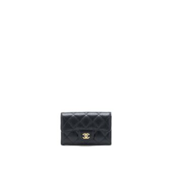 Chanel Classic Quilted Flap Card Holder Caviar Black GHW (Microchip)