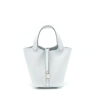 Hermes Picotin 18 Lock Bag Clemence Blue Pale SHW Stamp U