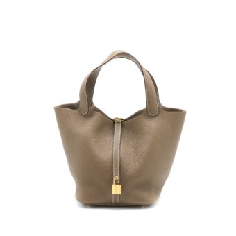 Hermes Picotin 22 Lock Bag Clemence Etoupe GHW Stamp U