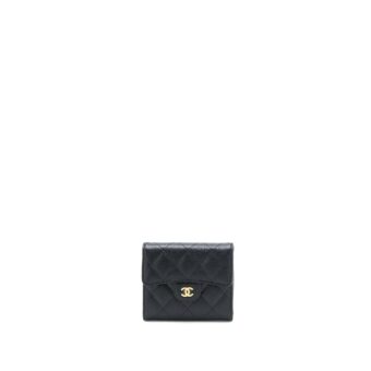 Chanel Classic Compact Wallet Caviar Black LGHW (Microchip)