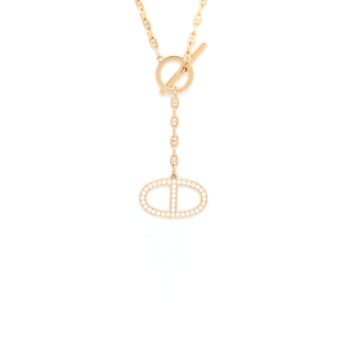 Hermes Chaine D’ancre Contour Pendant Large Model Rose Gold with Diamonds