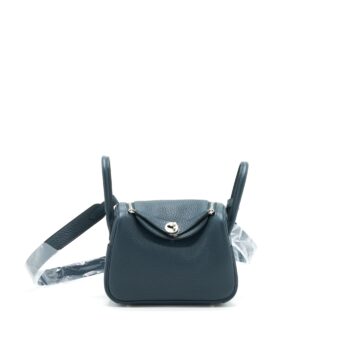 Hermes Mini Lindy Clemence Vert Cypres SHW Stamp U