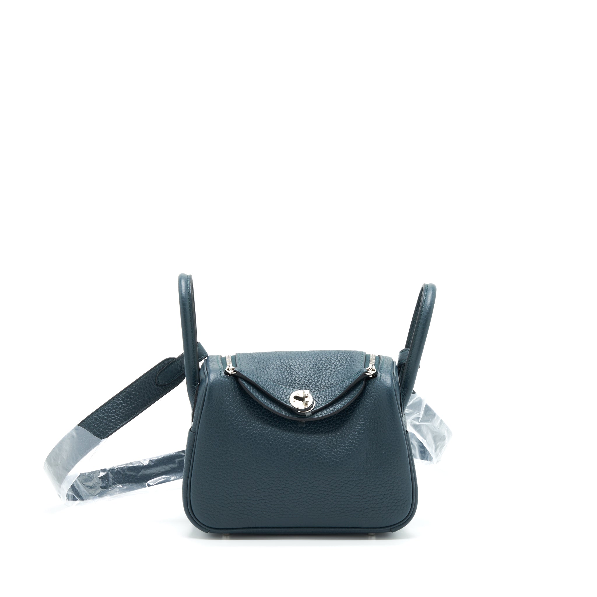Hermes Mini Lindy Clemence Vert Cypres SHW Stamp U