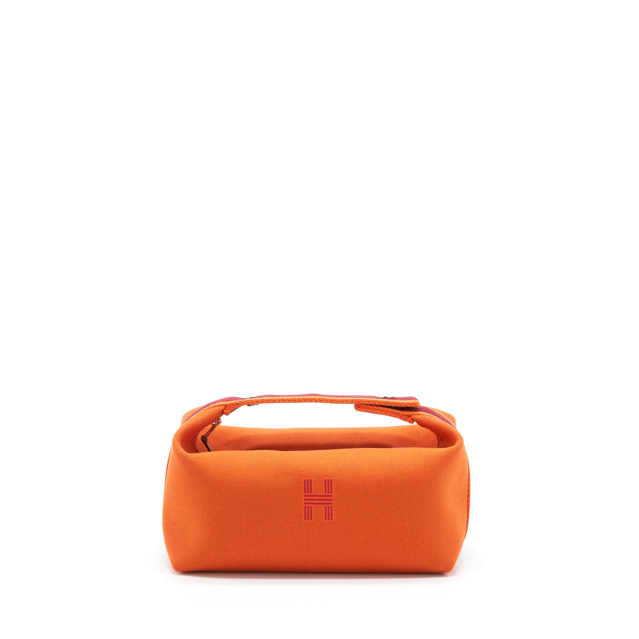 Hermes Trousse De Toilette Bride A Brac Canvas Travel Pouch Orange Feu