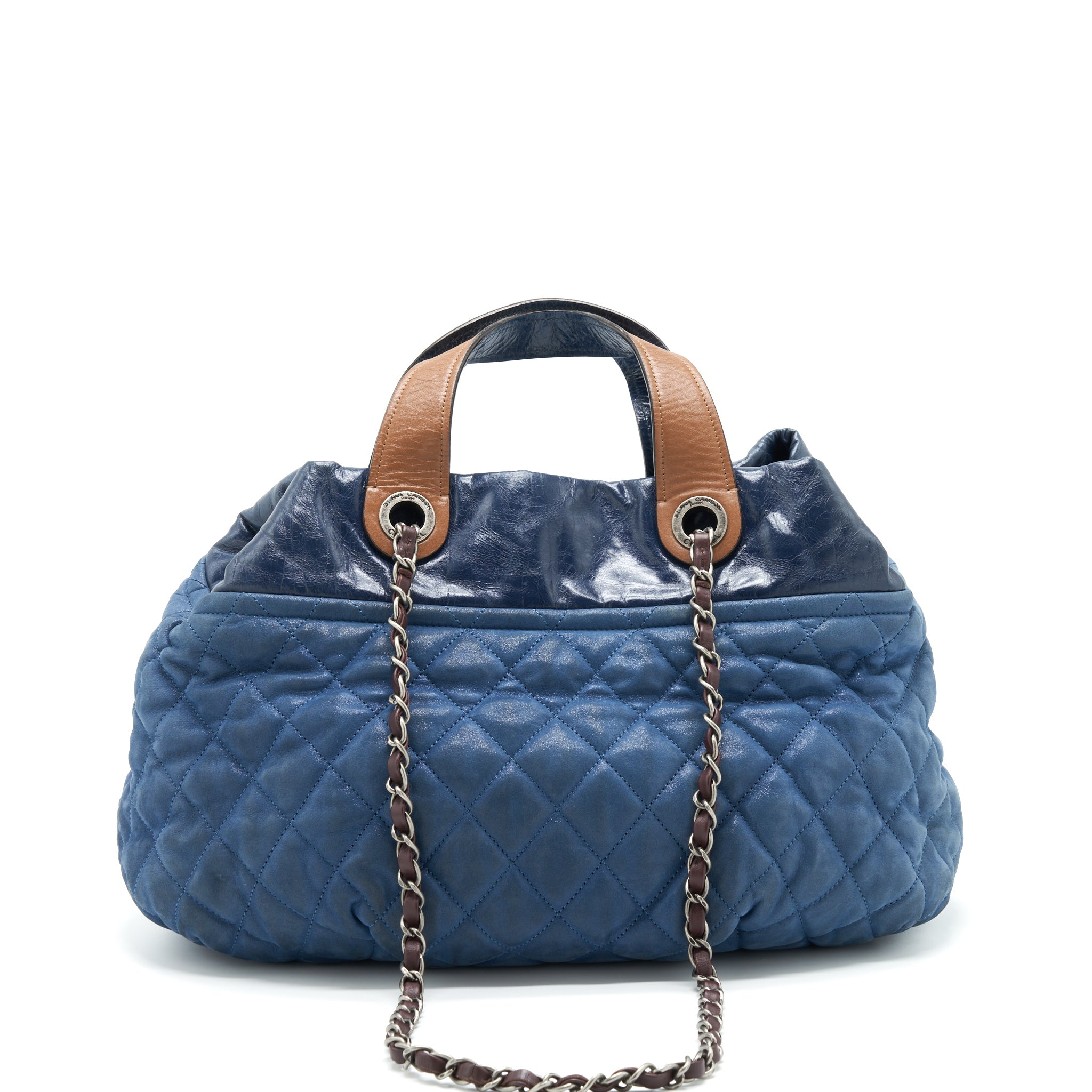 Chanel Quilted Shoulder Bag Blue Ruthenium Hardware - Image 2