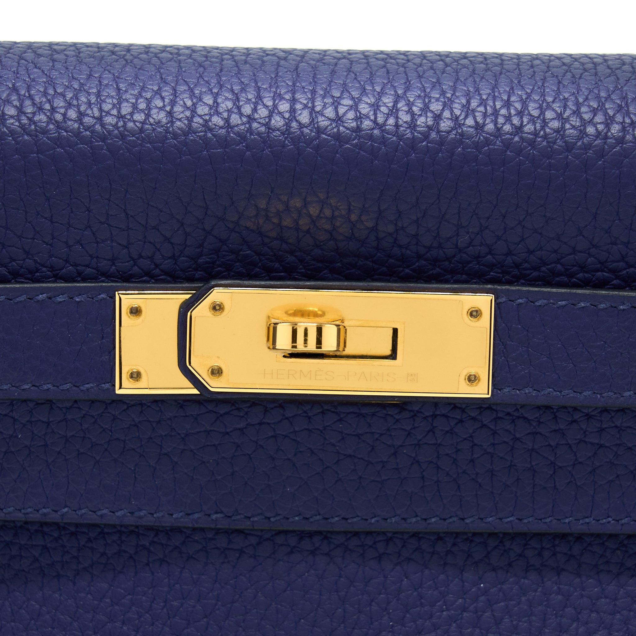 Hermes Kelly 28 Clemence Bleu Encre GHW Stamp D - Image 7