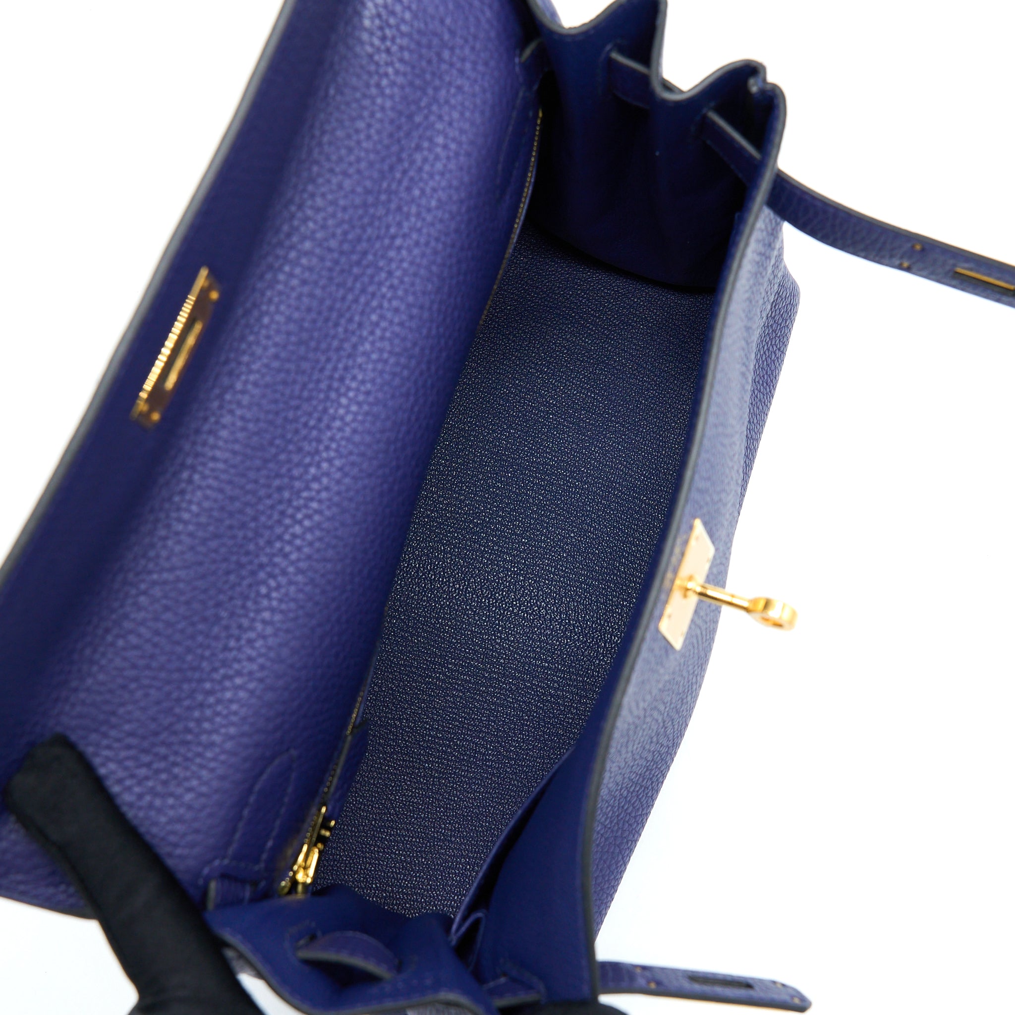 Hermes Kelly 28 Clemence Bleu Encre GHW Stamp D - Image 6