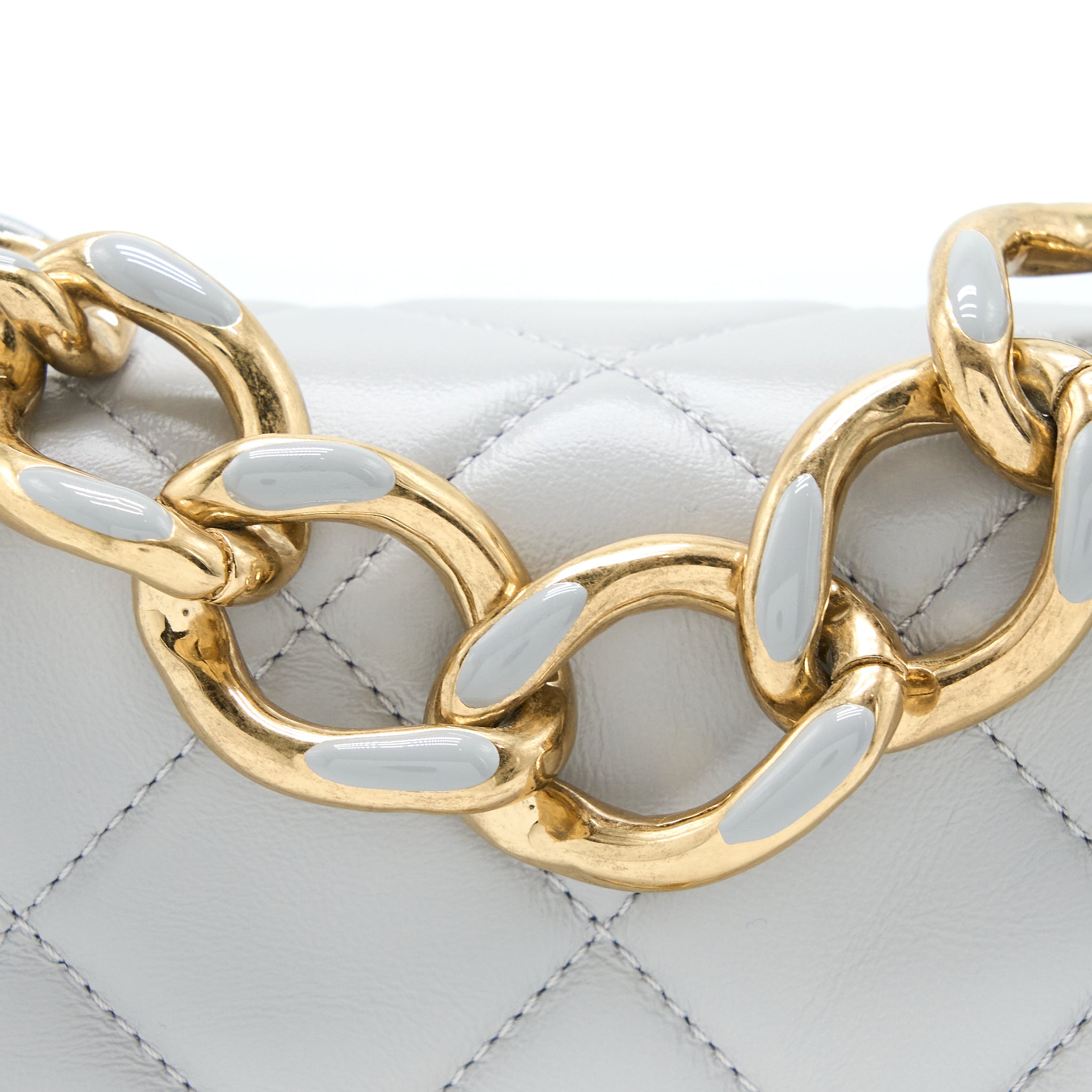 Chanel Quilted Mini Flap Bag Lambskin Light Grey GHW (Microchip) - Image 8