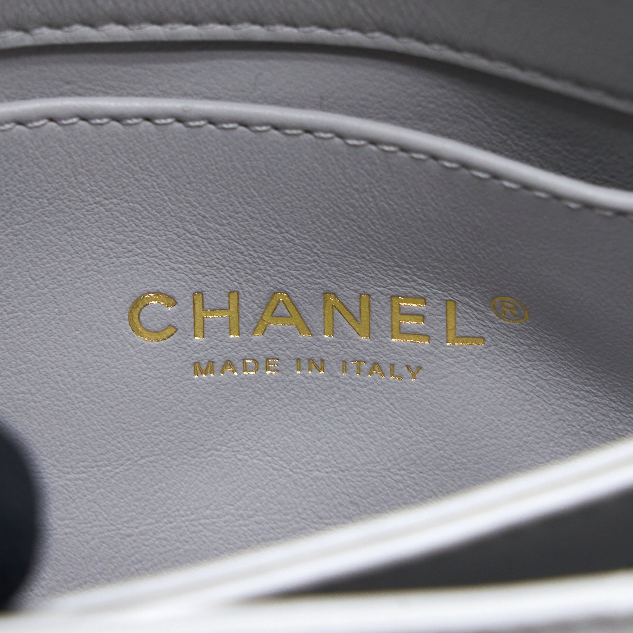 Chanel Quilted Mini Flap Bag Lambskin Light Grey GHW (Microchip) - Image 13