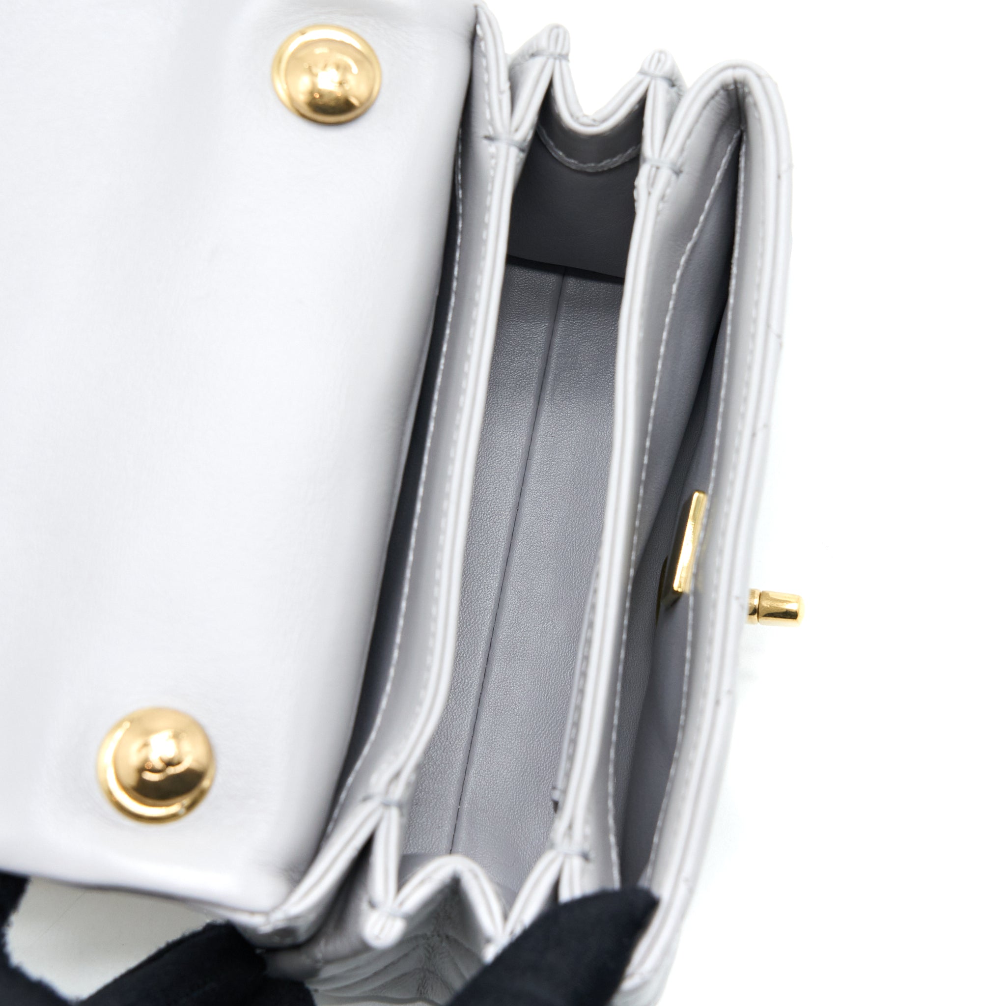 Chanel Quilted Mini Flap Bag Lambskin Light Grey GHW (Microchip) - Image 6