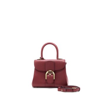 Delvaux Mini Brilliant Bag Grained Calfskin Burgundy GHW