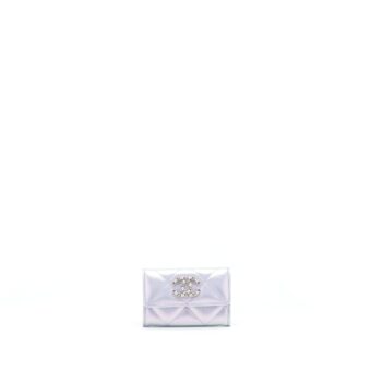 Chanel 19 Flap Card Holder Calfskin Iridescent Light Purple SHW
