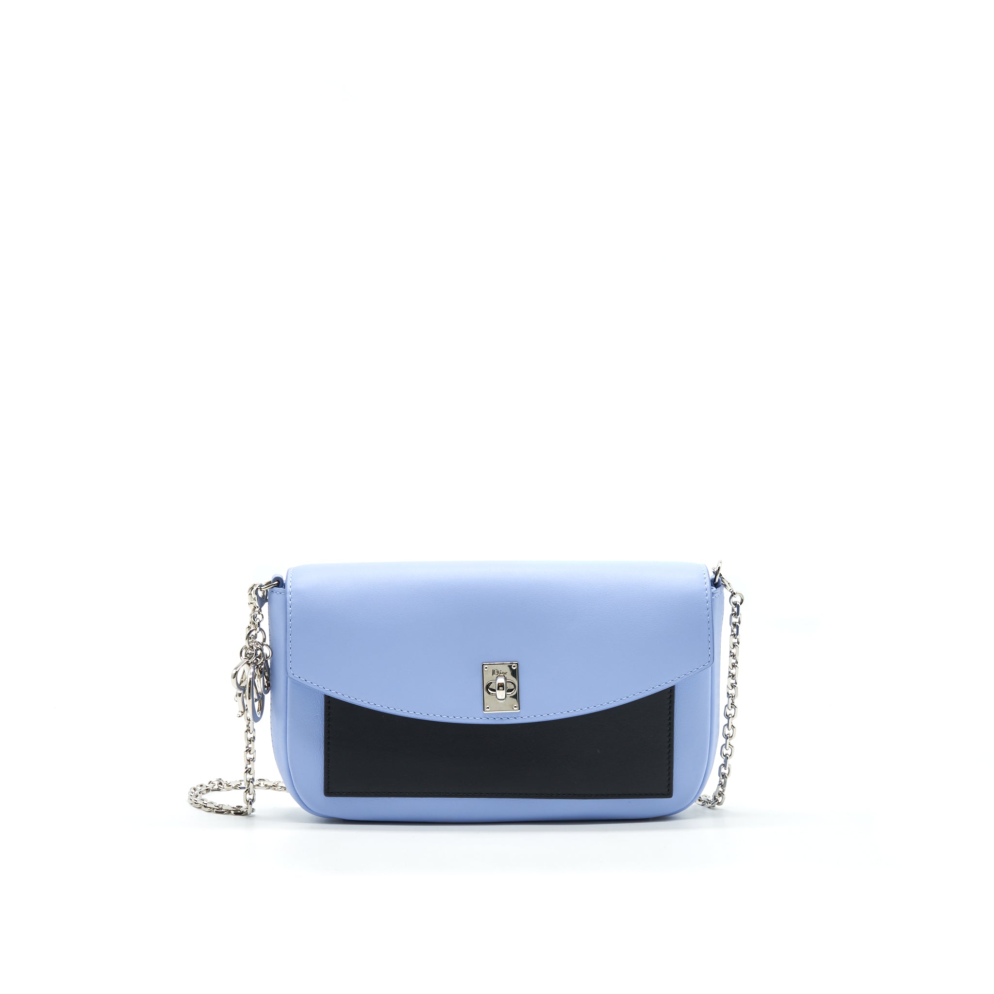 Dior Evening Wallet on chain Light Blue/ black/ White