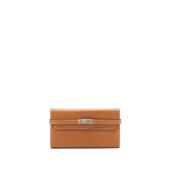 Hermes Kelly Long Wallet Epsom Gold SHW Stamp Square R