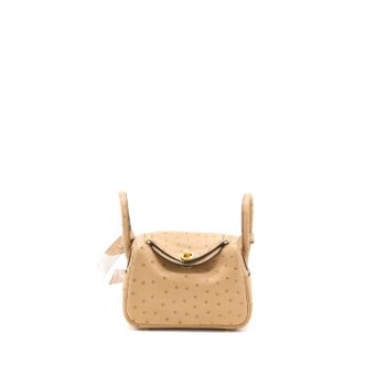 Hermes Mini Lindy Ostrich Chai GHW Stamp U