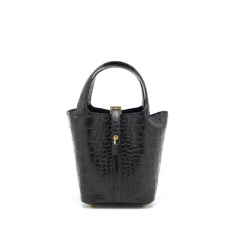 Hermes Picotin 18 Lock Bag Alligator Matt Black GHW Stamp Z