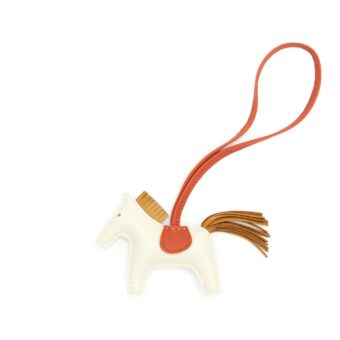 Hermes PM Rodeo Bag Charm Craie/Sesame/Cornaline
