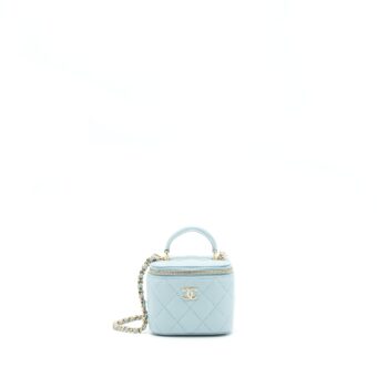 Chanel 22P Top Handle Mini Vanity With Chain Lambskin NG752 Light Blue LGHW
