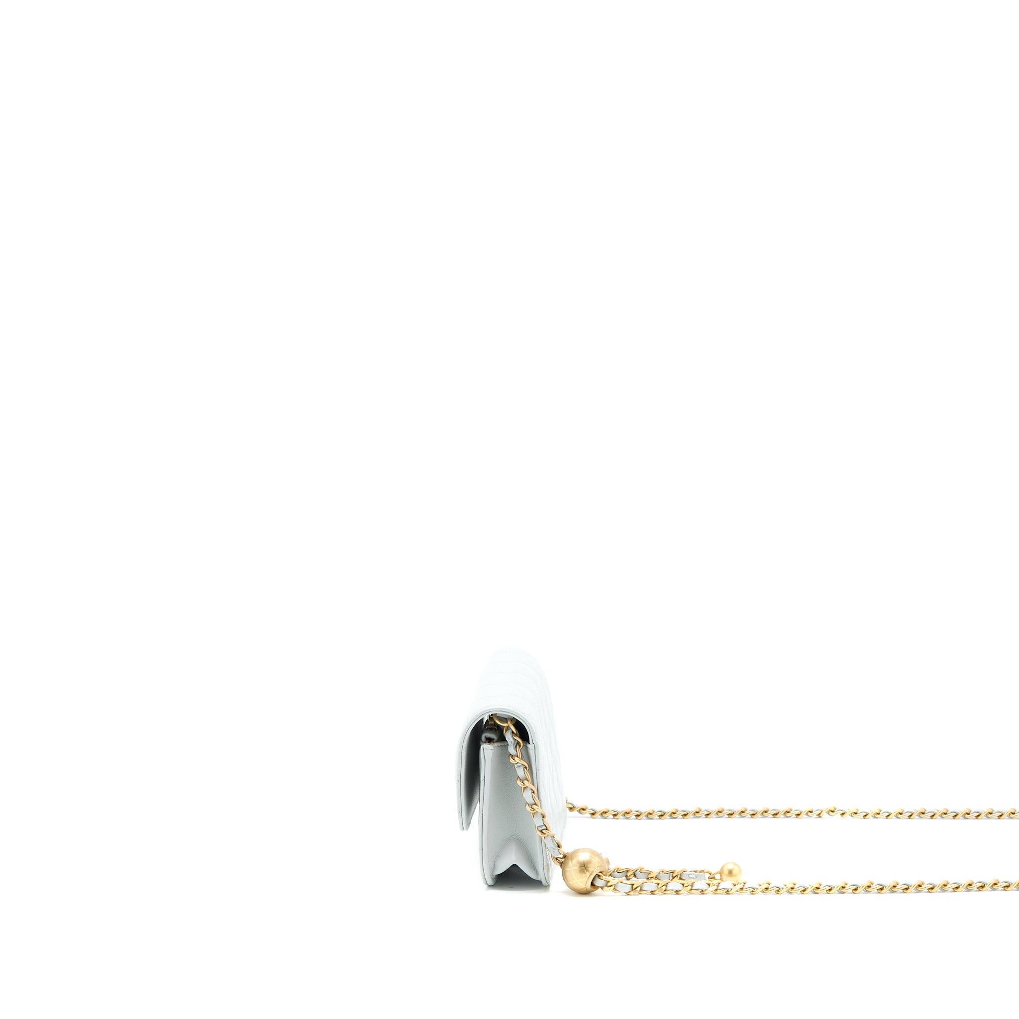 Chanel 23C Pearl Crush Mini Flap Bag Lambskin Light Grey Brushed GHW (Microchip) - Image 3
