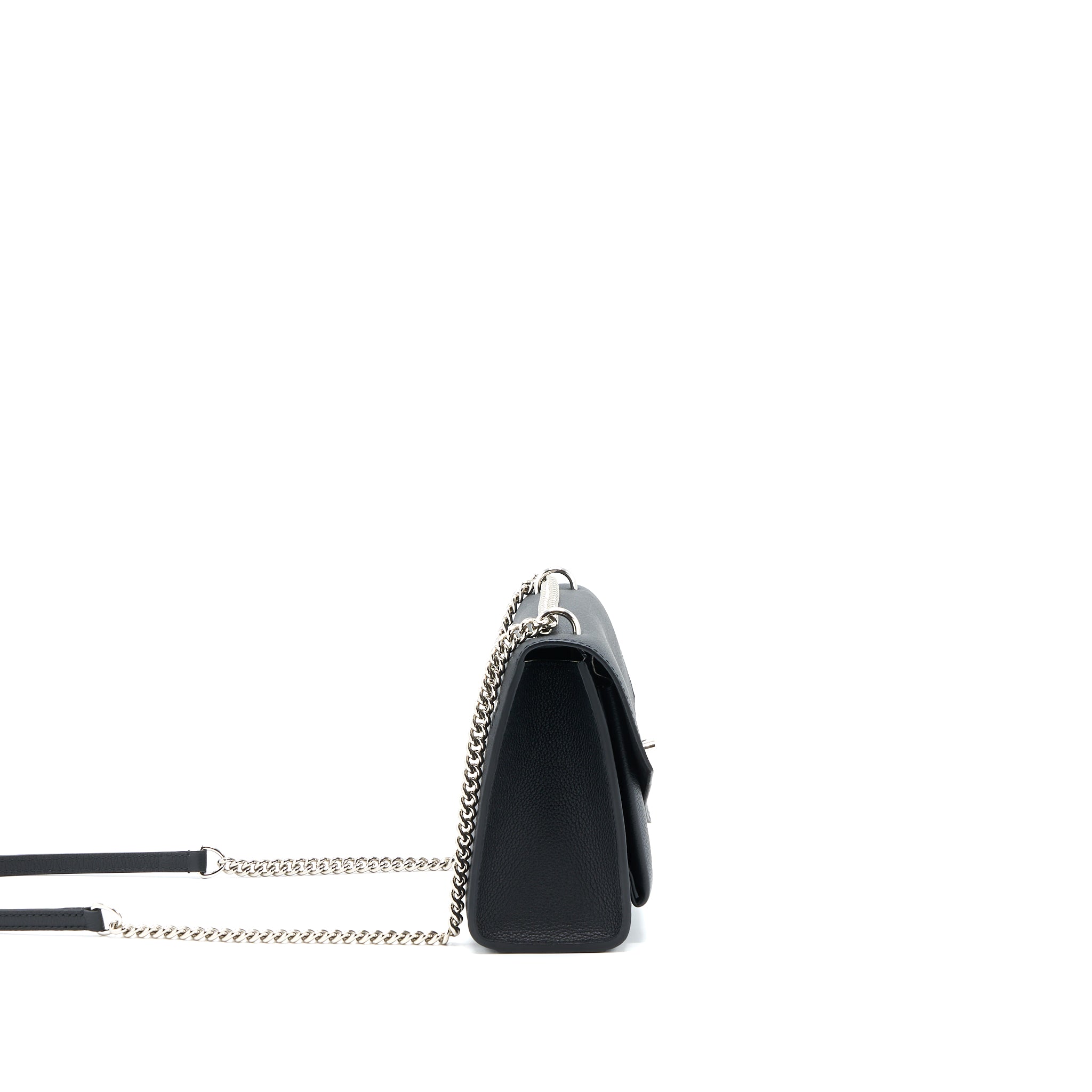 Louis Vuitton Mylockme Satchel Chain Bag Calfskin Black SHW - Image 4