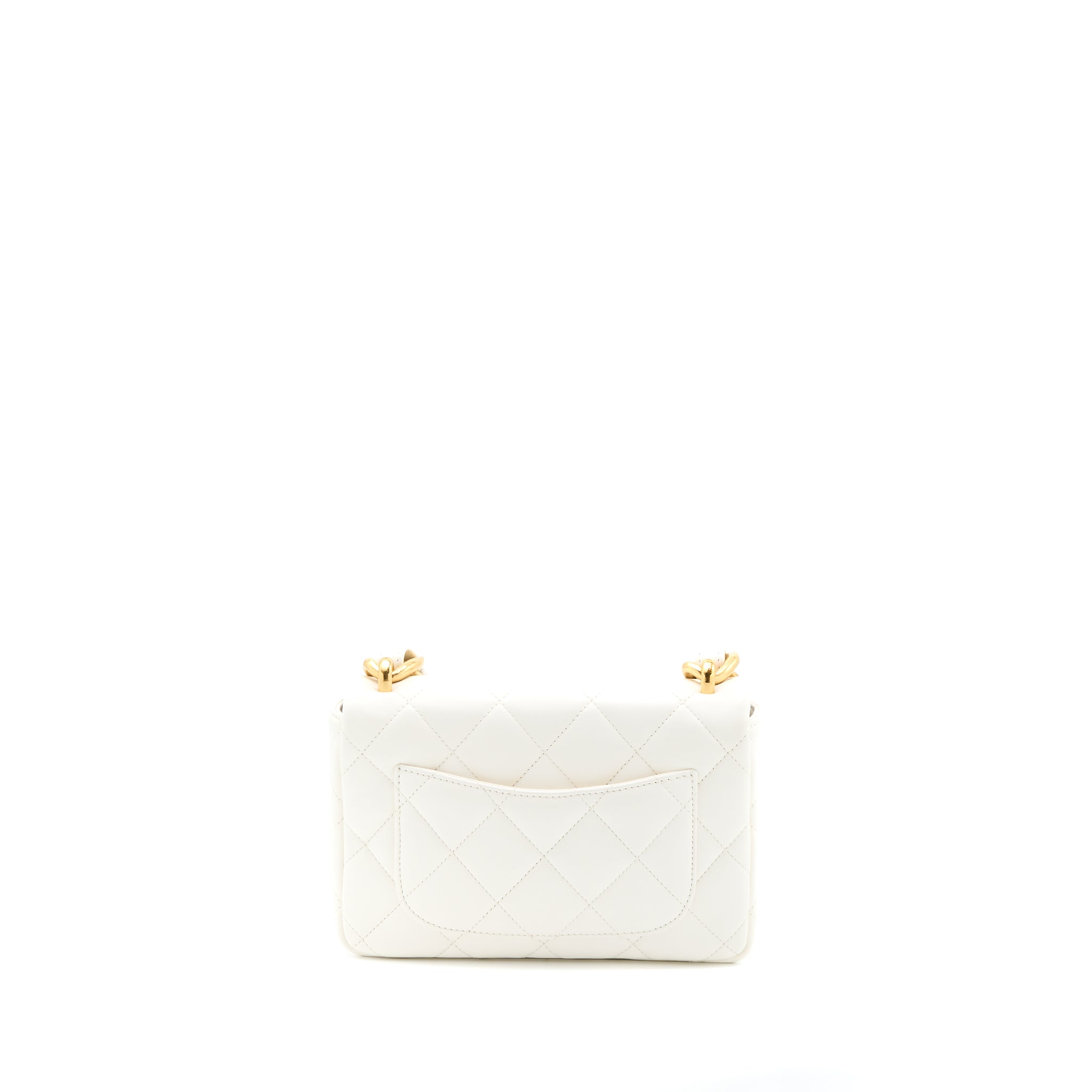 Chanel 22S Giant Chain Flap Shoulder Bag Lambskin White Brushed GHW (Microchip) - Image 2
