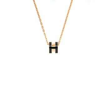 Hermes Mini Pop H Pendent Black Rose Gold Tone