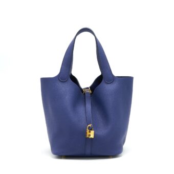 Hermes Picotin 22 Lock Bag Taurillon Maurice Blue Saphir GHW Stamp Z