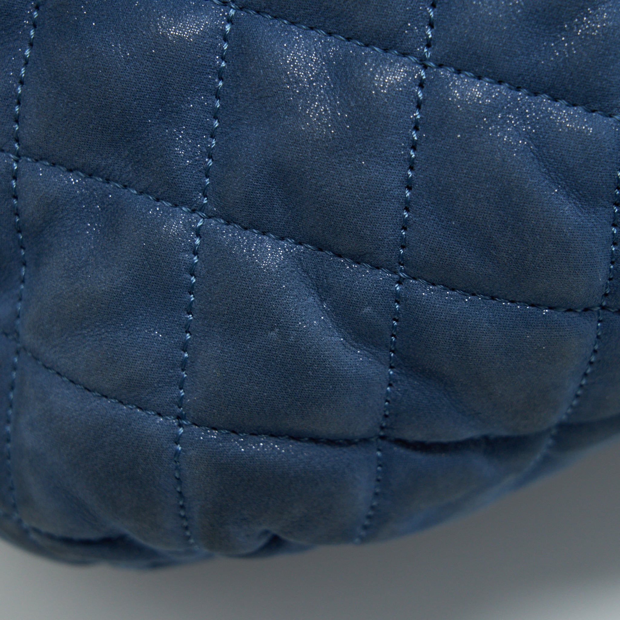 Chanel Quilted Shoulder Bag Blue Ruthenium Hardware - Image 8