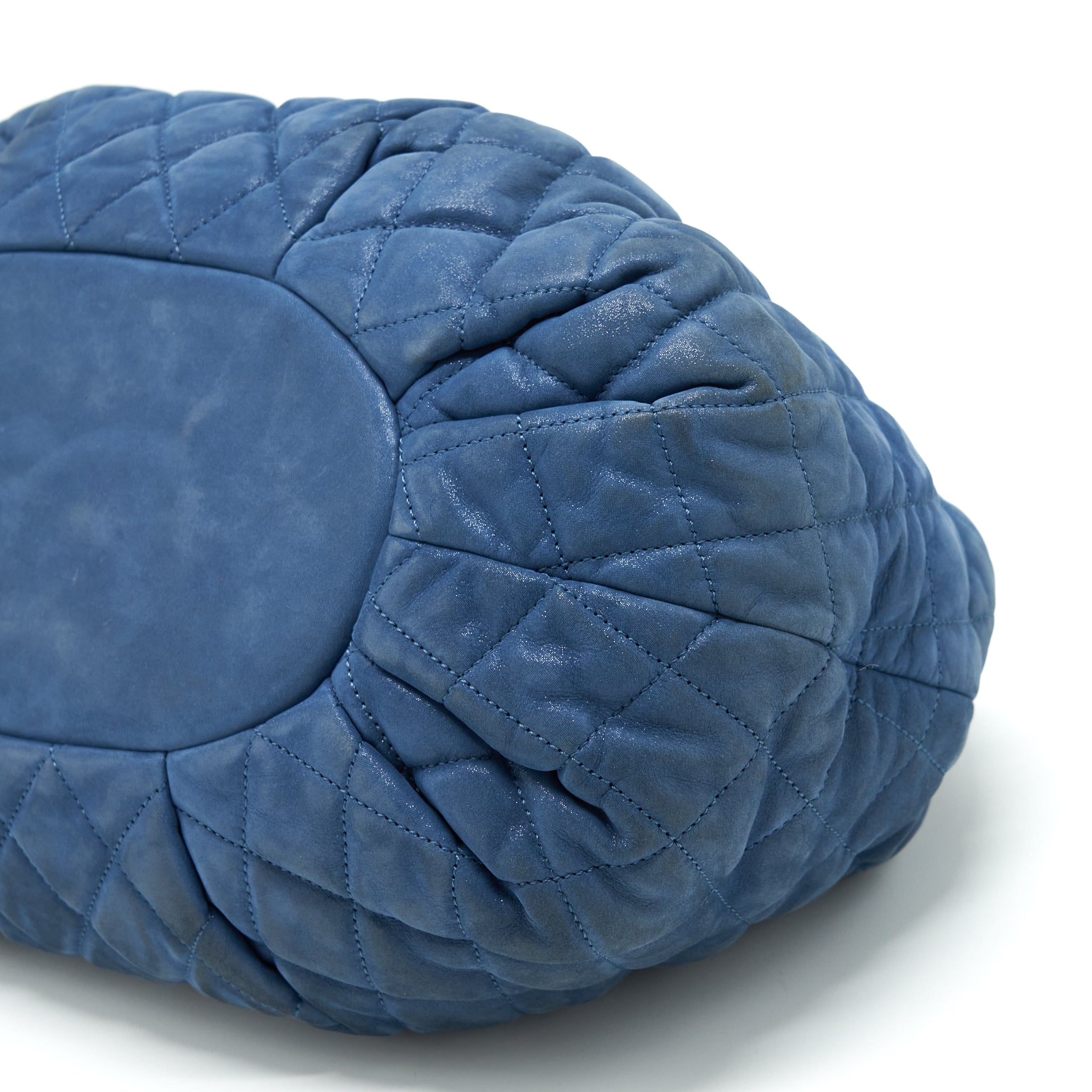 Chanel Quilted Shoulder Bag Blue Ruthenium Hardware - Image 9