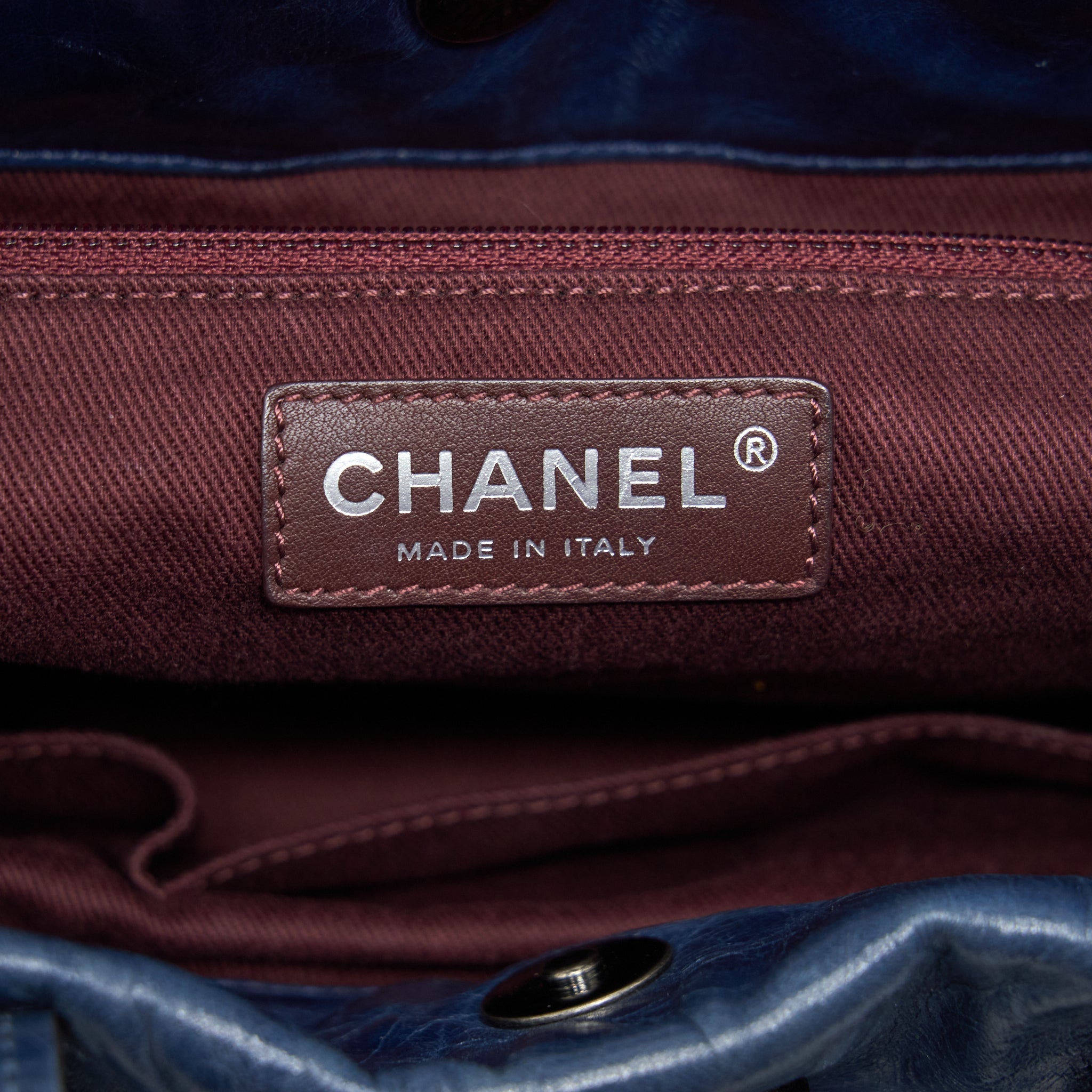 Chanel Quilted Shoulder Bag Blue Ruthenium Hardware - Image 11