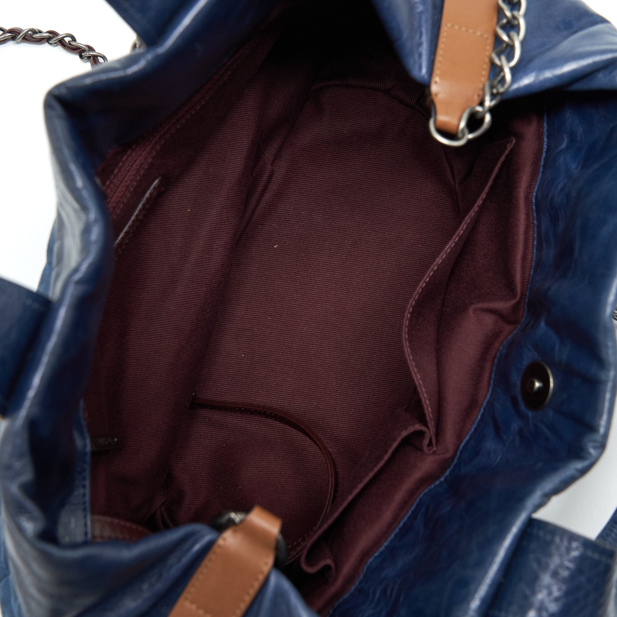 Chanel Quilted Shoulder Bag Blue Ruthenium Hardware - Image 6