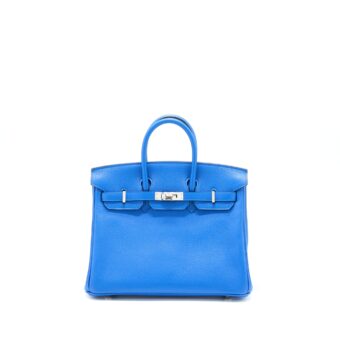 Hermes Birkin 25 Taurillion Novillo I7 Blue Zellige SHW Stamp Y