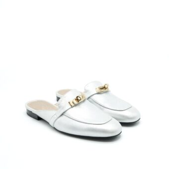 Hermes Size37 OZ Mule Gris Argente LGHW