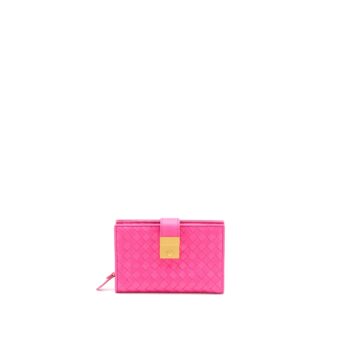 Bottega Veneta Fold Wallet Nappa Pink GHW