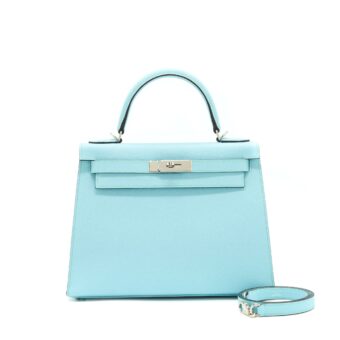 Hermes Kelly 28 Sellier Epsom 3p Blue Atoll SHW Stamp Y