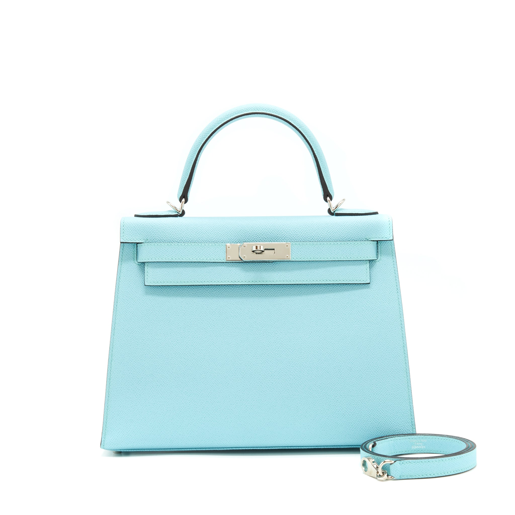 Hermes Kelly 28 Sellier Epsom 3p Blue Atoll SHW Stamp Y