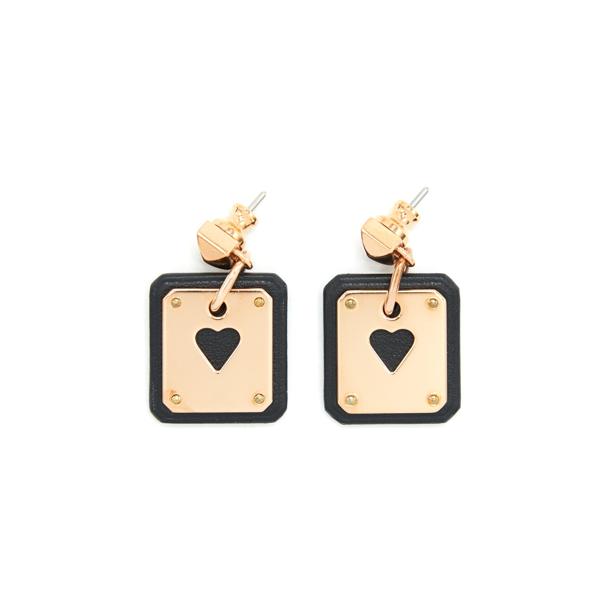 Hermes As De Coeur Earrings Small Model Black RGHW