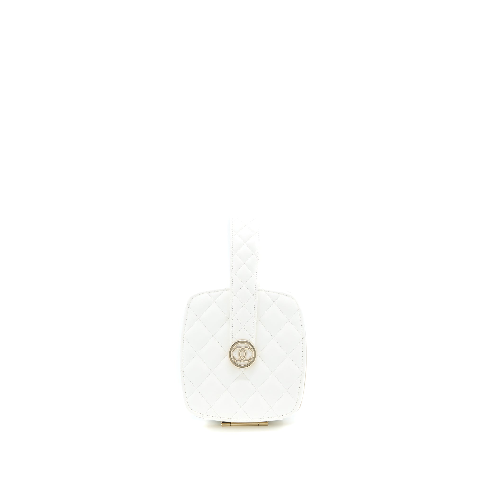 Chanel Quilted Clutch Bag Lambskin White LGHW - Image 2