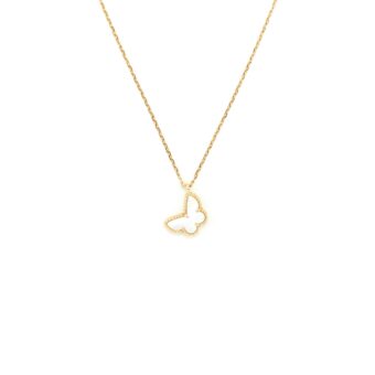 Van Cleef and Arpels Sweet Alhambra Butterfly Pendant Yellow Gold with mother of pearl