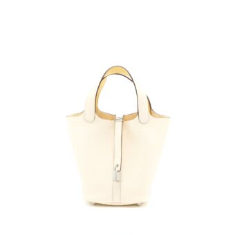 Hermes Picotin 18 Lock Bag Clemence Nata / Jaune Poussin SHW Stamp Z