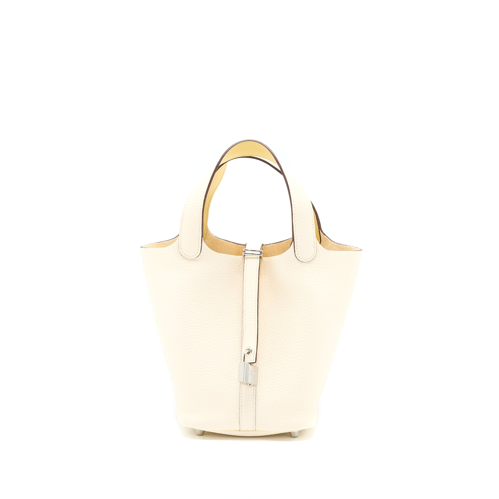 Hermes Picotin 18 Lock Bag Clemence Nata / Jaune Poussin SHW Stamp Z