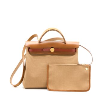 Hermes Herbag 31 Zip Bag Canvas/ Hunter Chai/ Natu Sable/Fauve/Cuivre GHW Stamp U