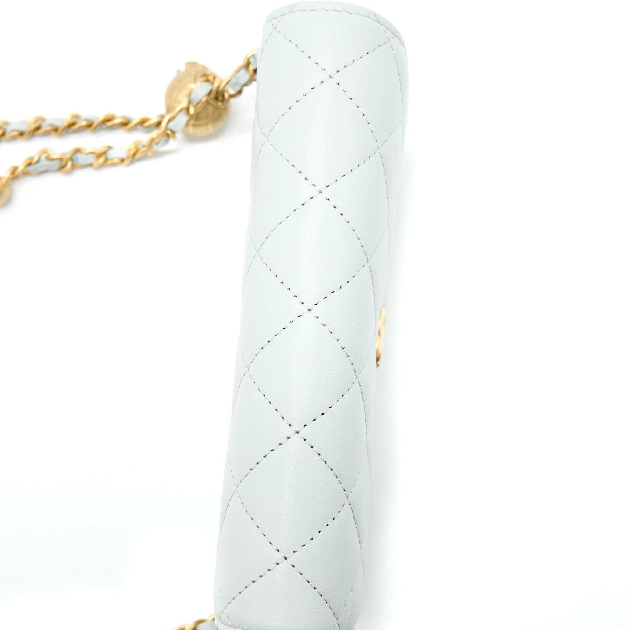 Chanel 23C Pearl Crush Mini Flap Bag Lambskin Light Grey Brushed GHW (Microchip) - Image 7