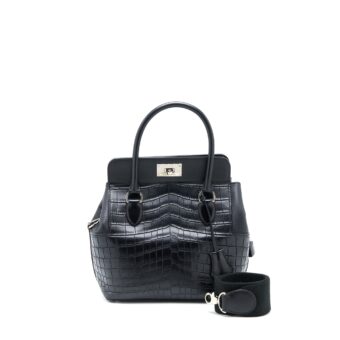 Hermes Toolbox 20 Mat Crocodile/Swift Black SHW Stamp Square R