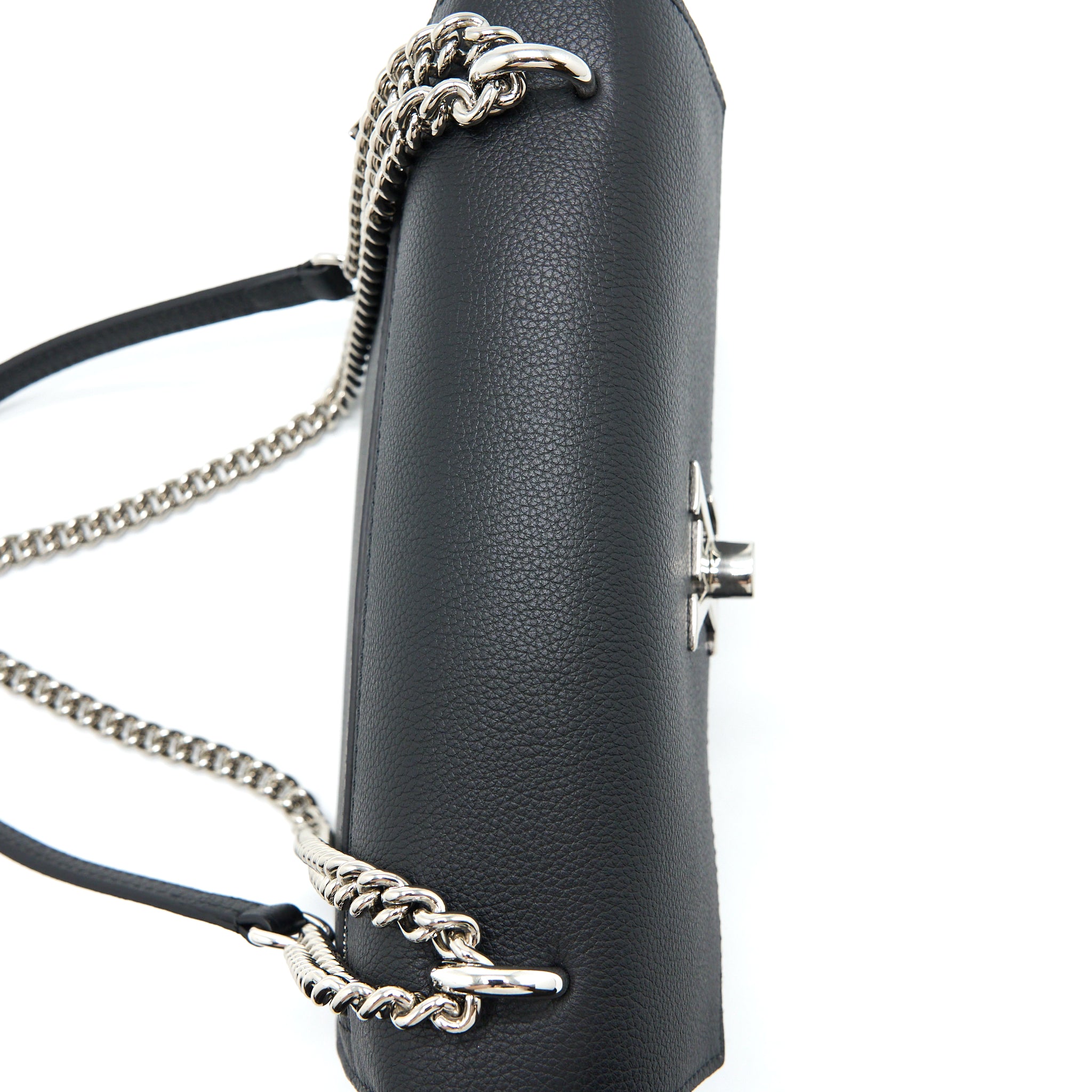 Louis Vuitton Mylockme Satchel Chain Bag Calfskin Black SHW - Image 8