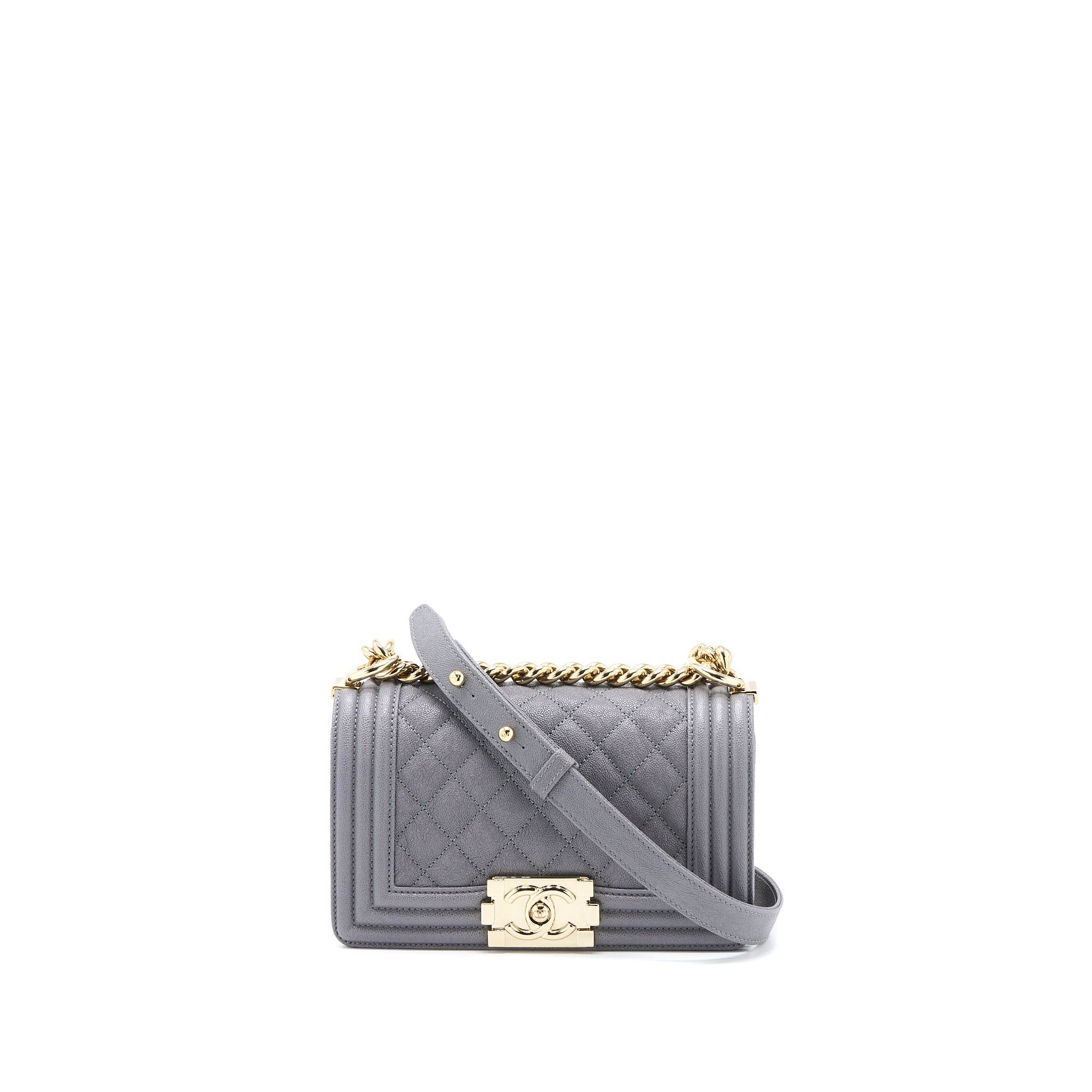 Chanel Small Boy Bag Caviar Grey LGHW
