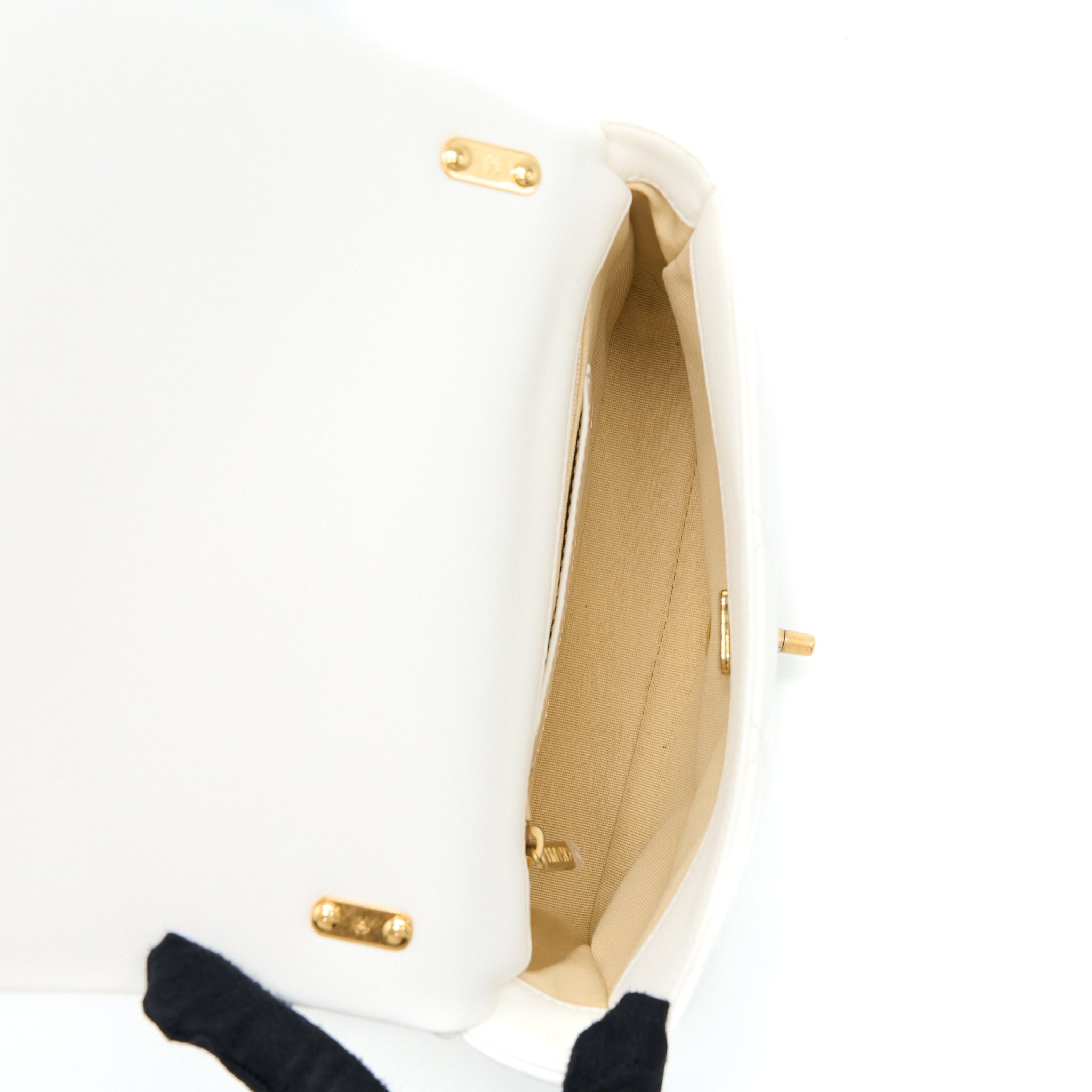 Chanel 22S Giant Chain Flap Shoulder Bag Lambskin White Brushed GHW (Microchip) - Image 6