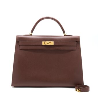 Hermes Kelly 40 Epsom chocolate GHW Stamp Square O