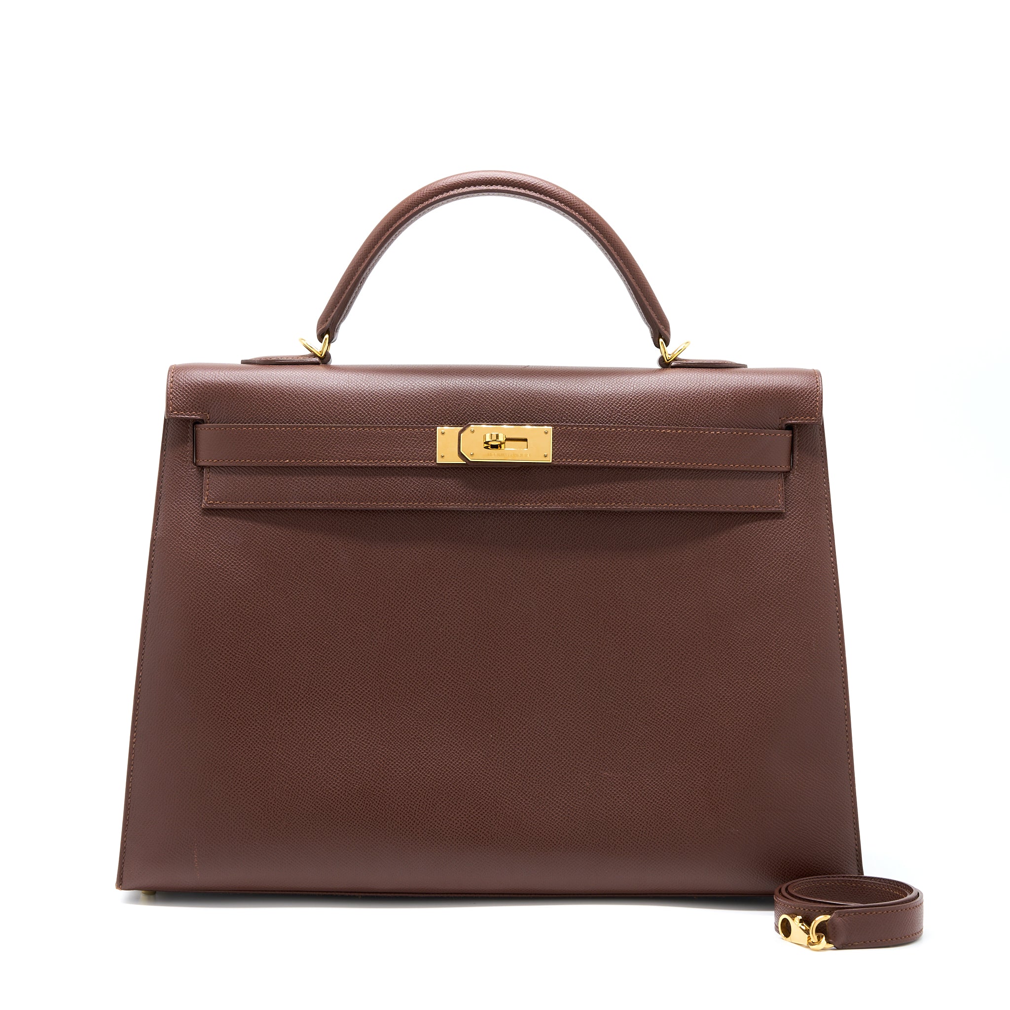 Hermes Kelly 40 Epsom chocolate GHW Stamp Square O