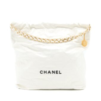 Chanel Large 22 Bag Calfskin White Brushed GHW (Microchip)